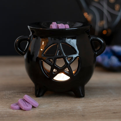 Black Pentagram Cauldron Oil Burner 10cm