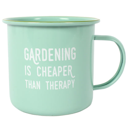Gardening Therapy Enamel Mug Mint Green