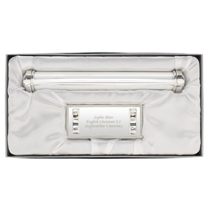 Graduation Certificate Holder Personalised Plain Silver Plated