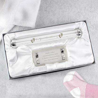 Personalised Christening Silver Plated Certificate Holder
