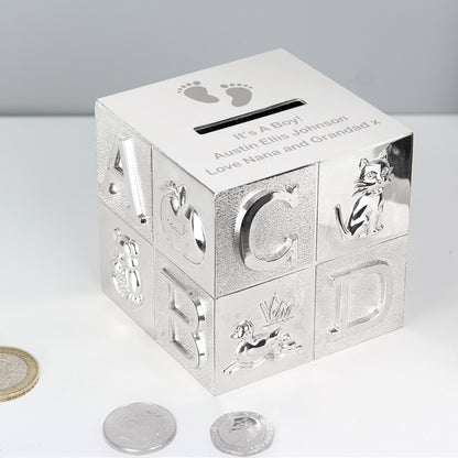 Personalised Footprints ABC Money Box