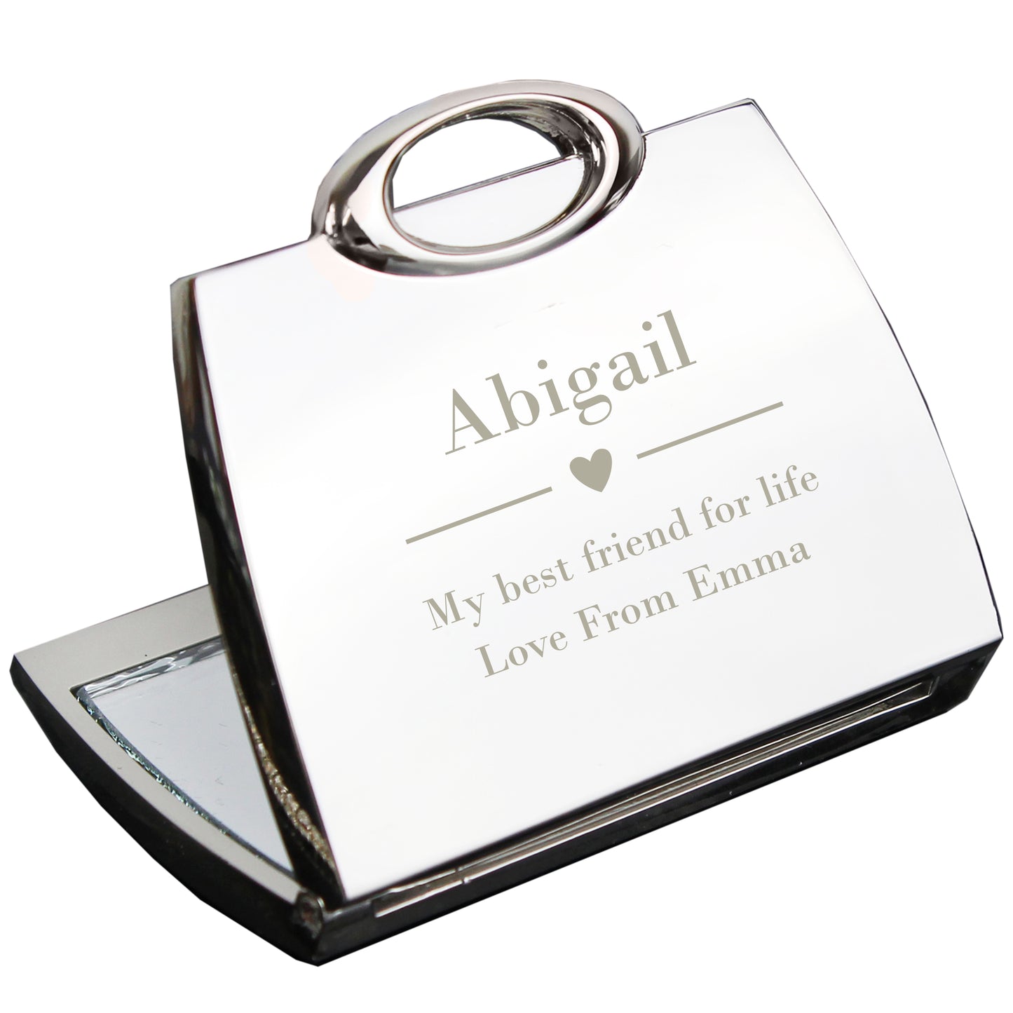 Personalised Decorative Heart Handbag Compact Mirror
