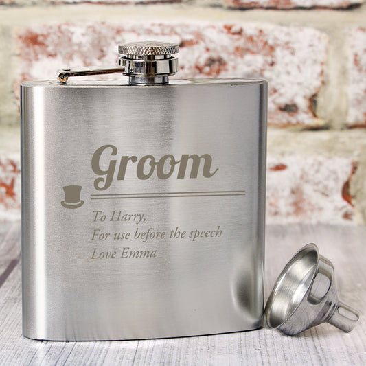 Personalised Groom Hip Flask for Wedding