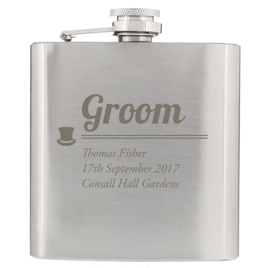 Personalised Groom Hip Flask for Wedding