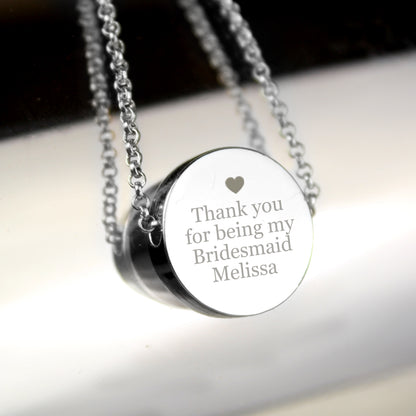 Silver Necklace Disk Design Personalised With Any Message