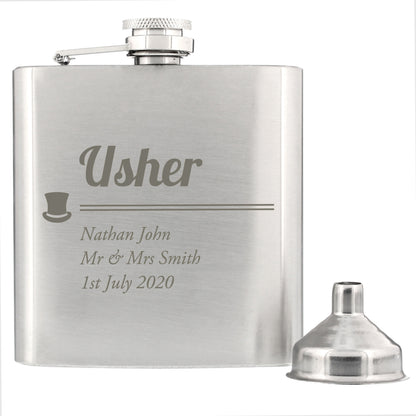Personalised Hip Flask For Usher