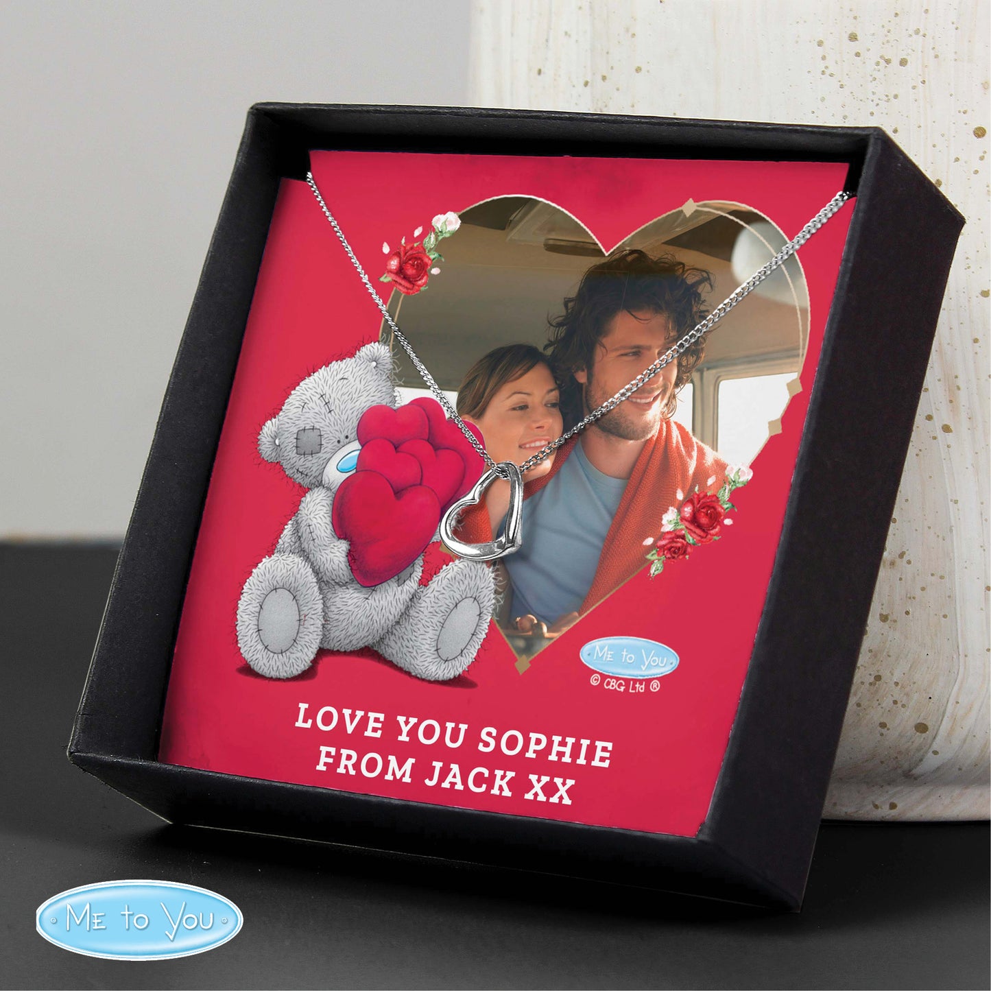 Personalised Me To You Photo Upload Sentiment Silver Tone Necklace