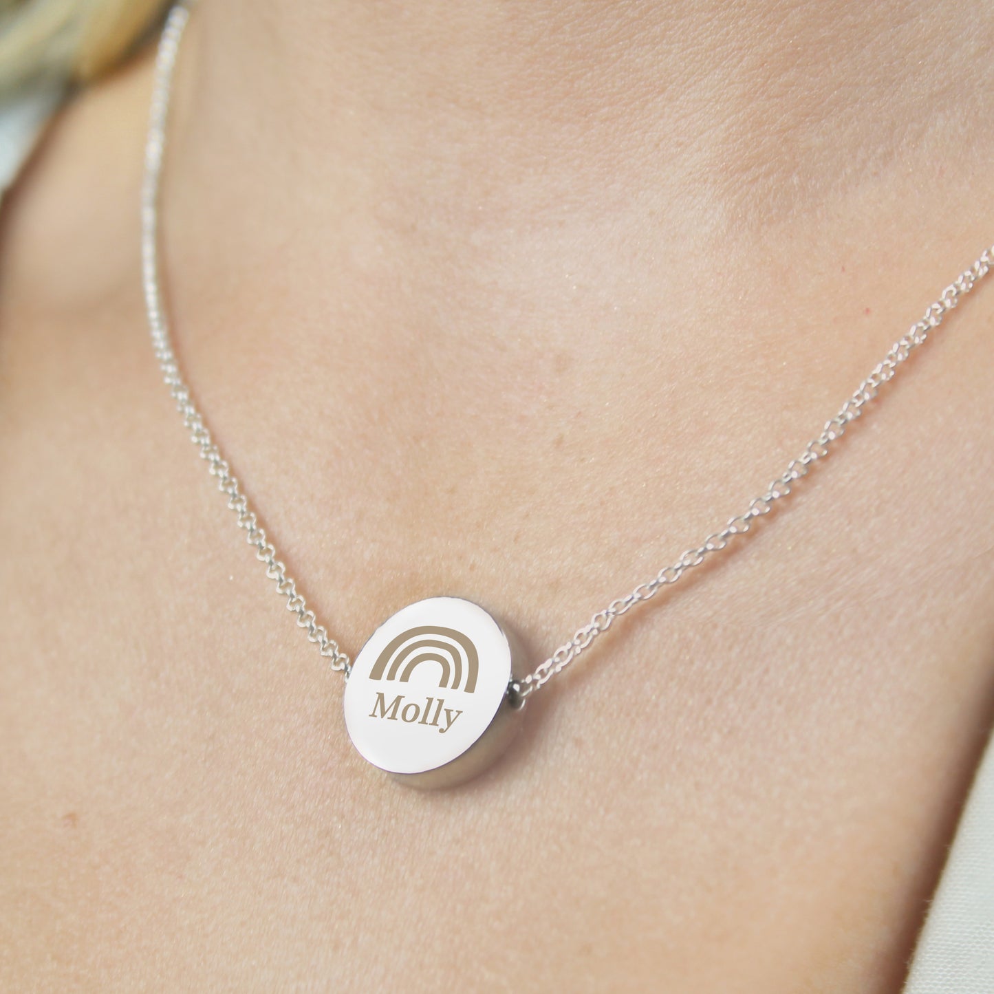 Personalised Rainbow Disc Necklace 21"