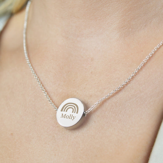 Personalised Rainbow Disc Necklace 21"