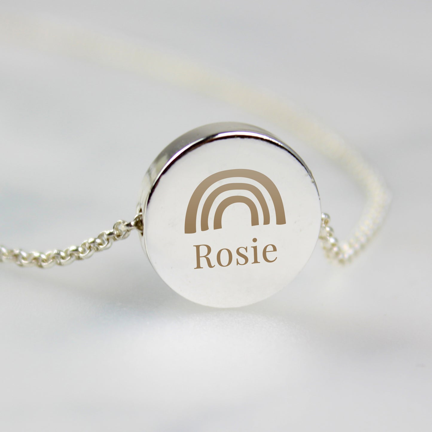 Personalised Rainbow Disc Necklace 21"