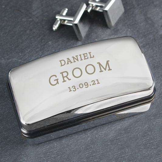 Personalised Wedding Cufflink Box 7cm