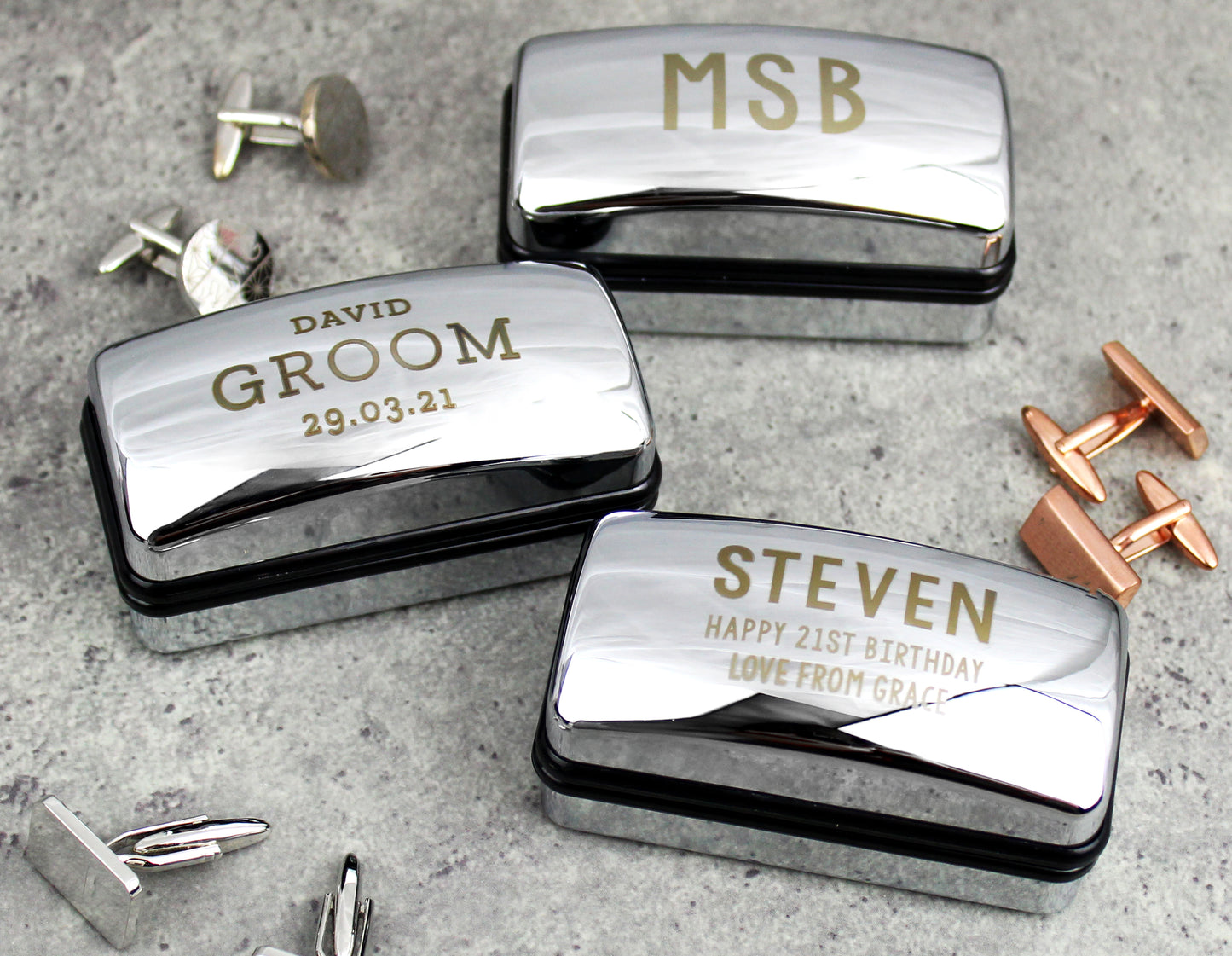 Personalised Wedding Cufflink Box 7cm