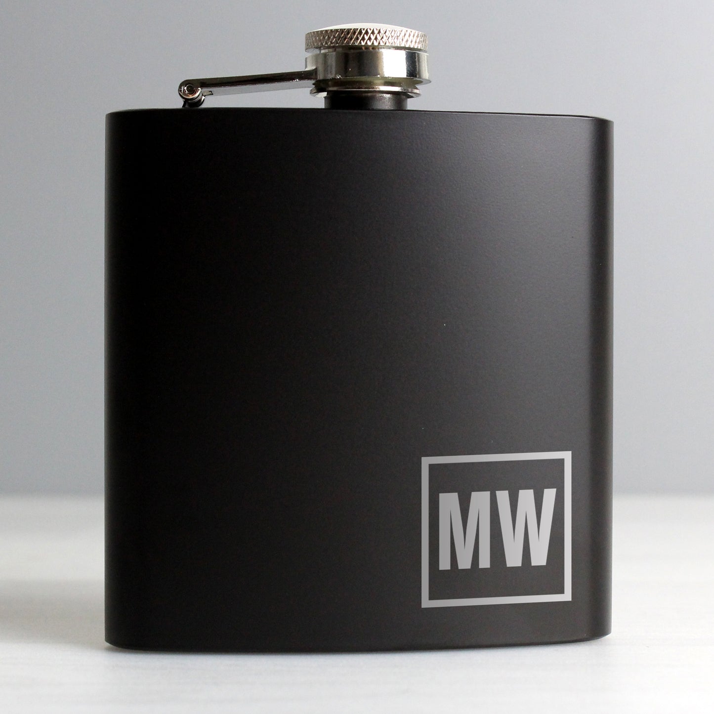 Black Personalised Hip Flask with Initials