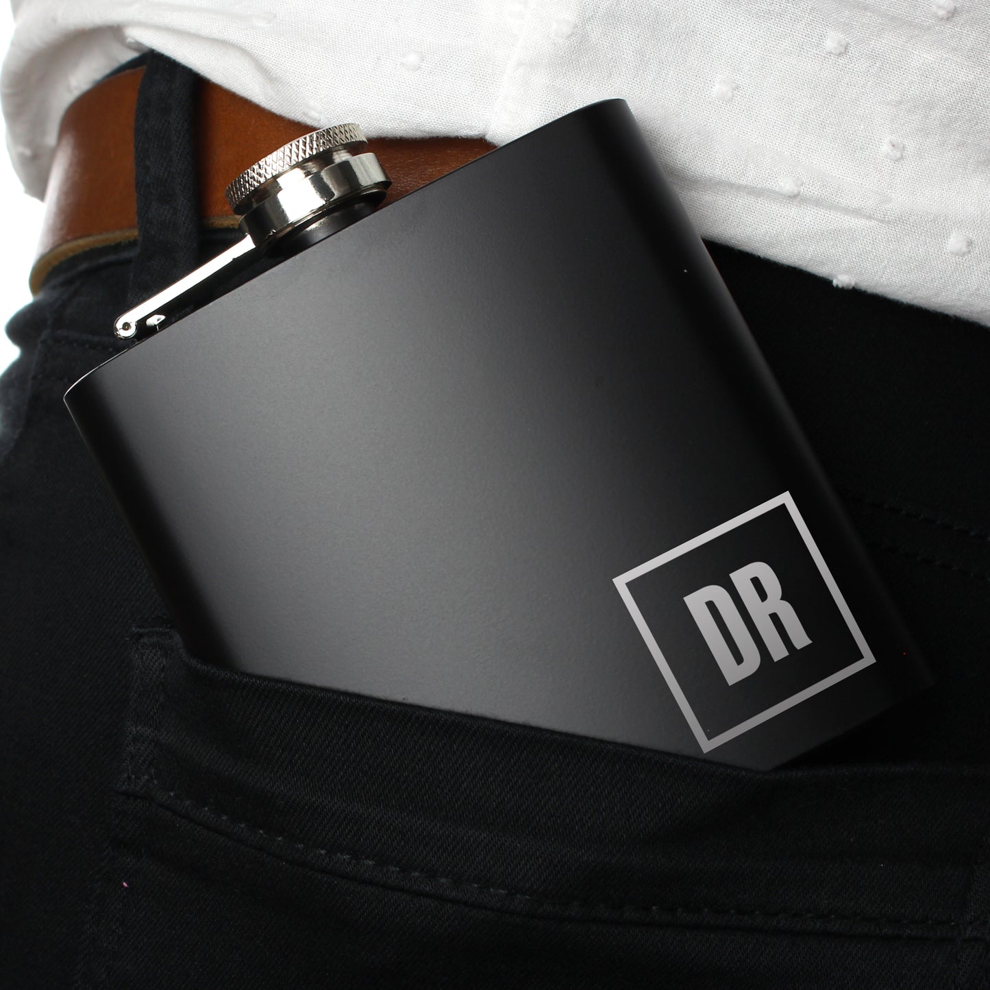 Black Personalised Hip Flask with Initials