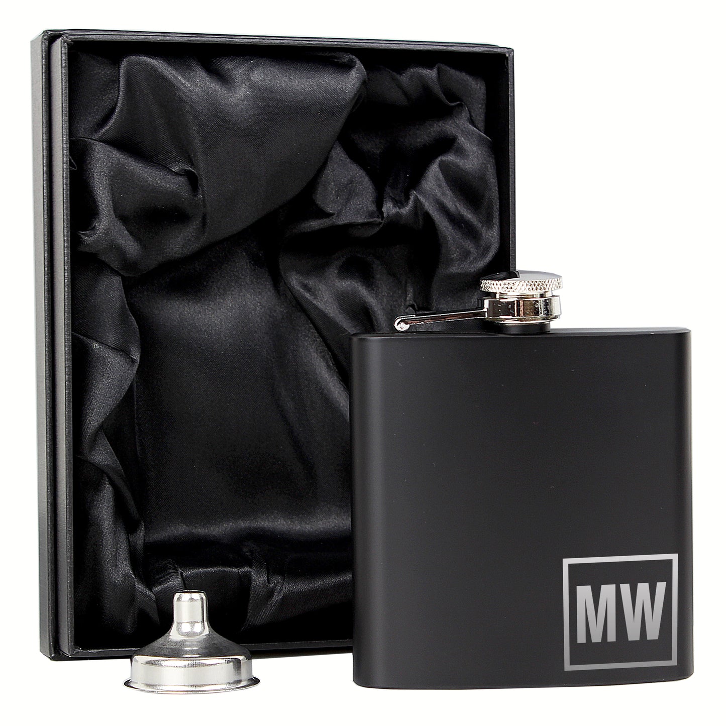 Black Personalised Hip Flask with Initials