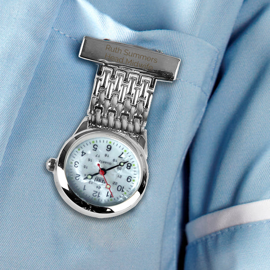 Personalised Nurse's Silver Fob Watch