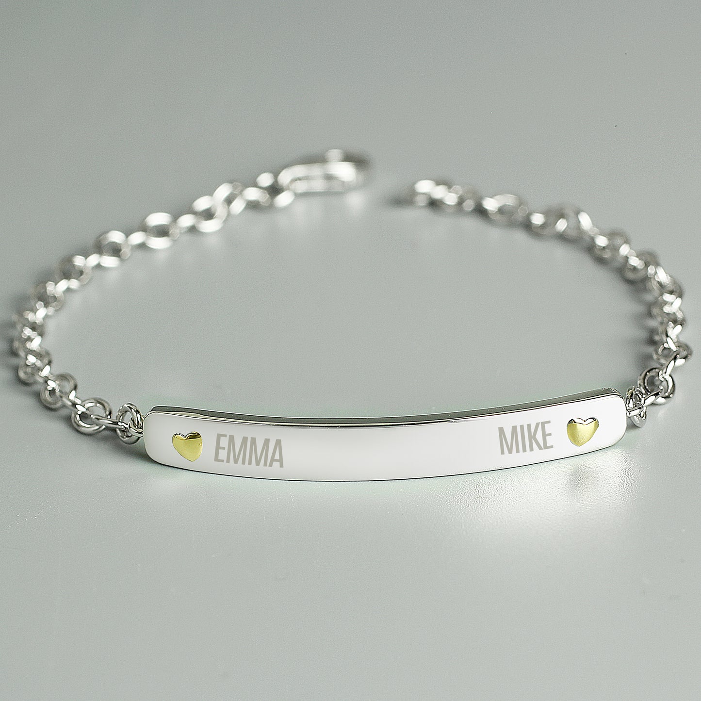 Personalised Sterling Silver and 9ct Gold Bar Bracelet