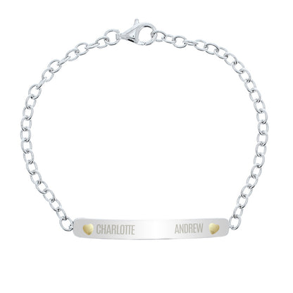 Personalised Sterling Silver and 9ct Gold Bar Bracelet