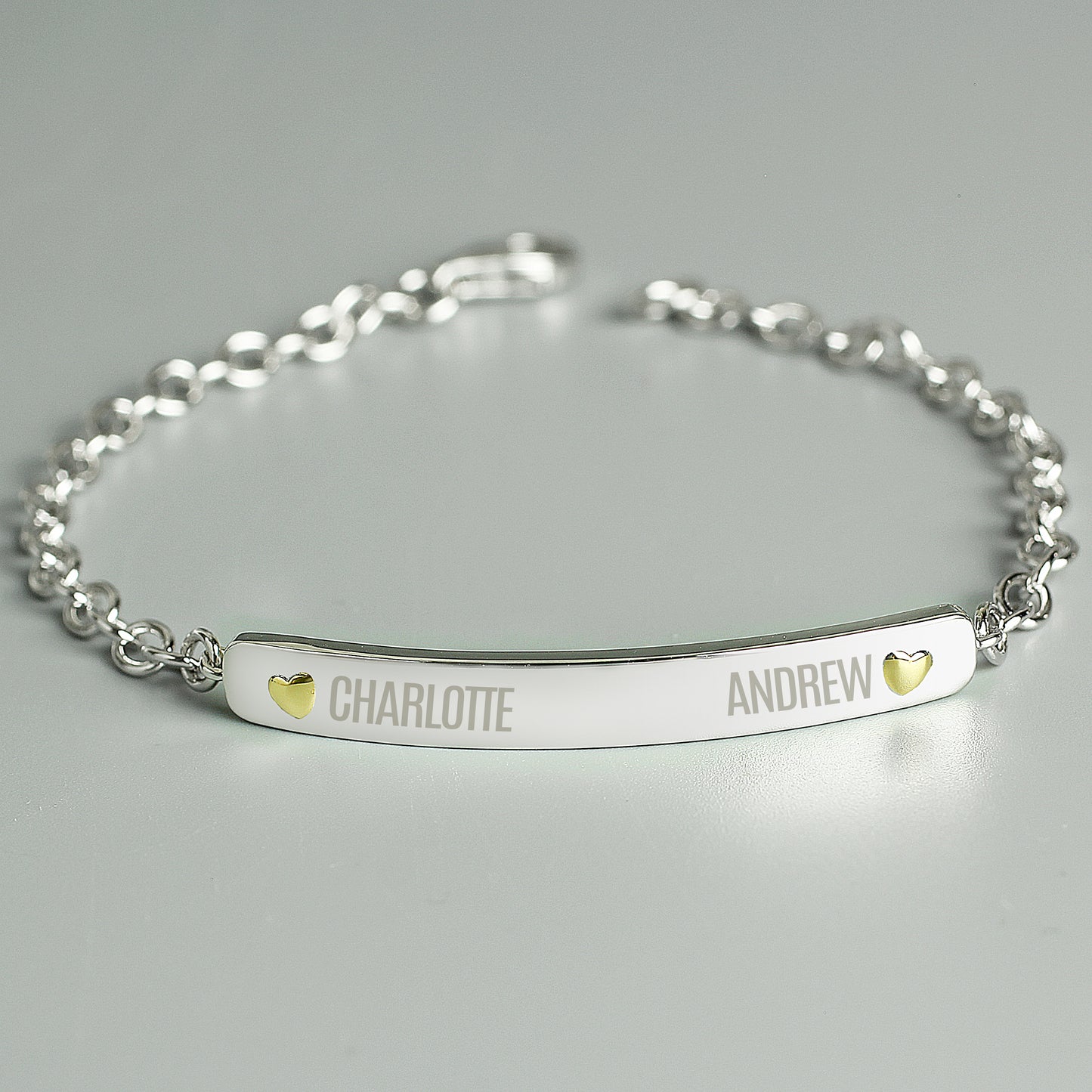 Personalised Sterling Silver and 9ct Gold Bar Bracelet