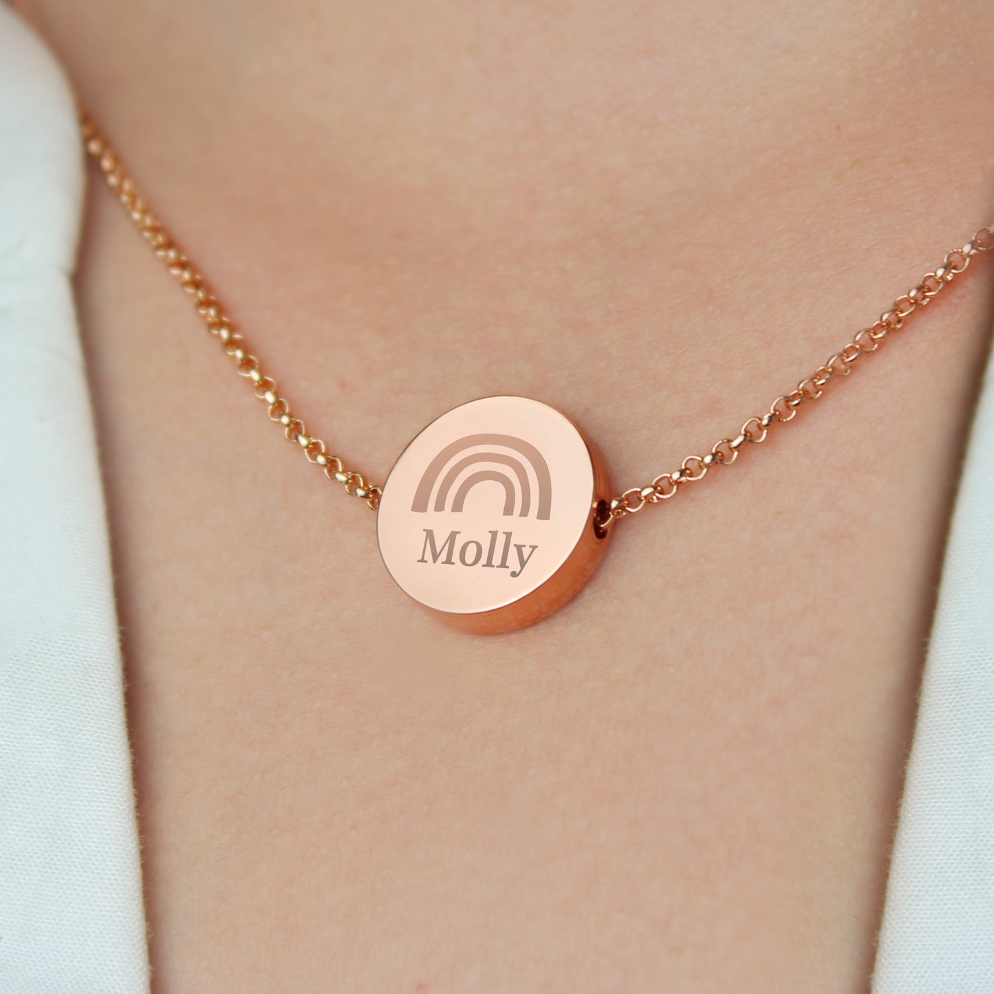 Personalised Rainbow Disc Necklace 21"