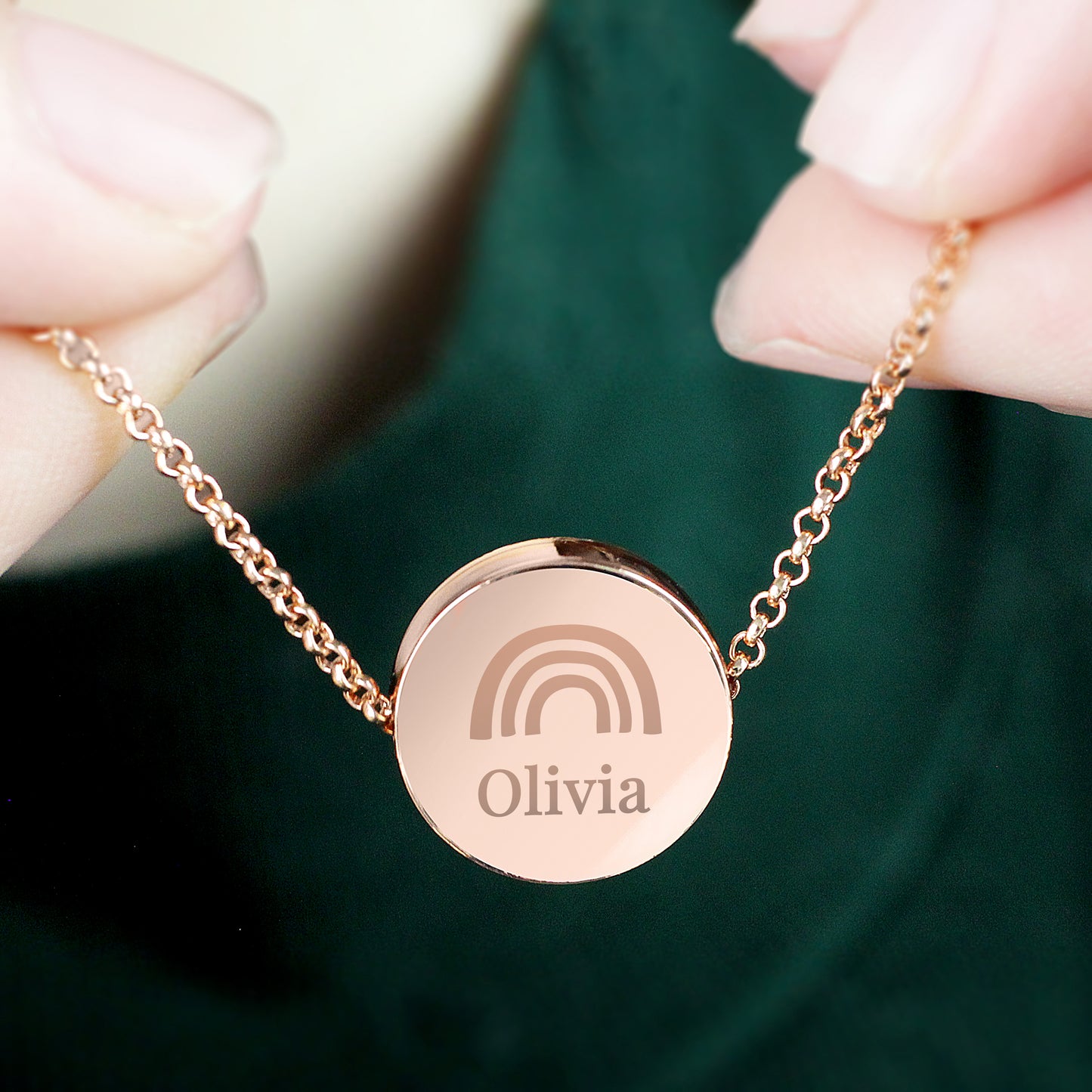 Personalised Rainbow Disc Necklace 21"