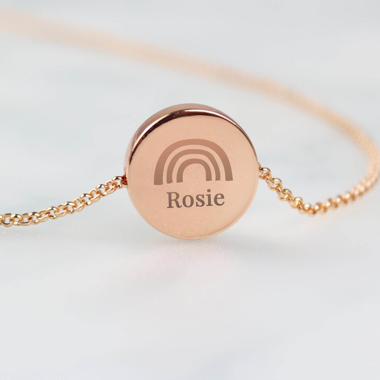Personalised Rainbow Disc Necklace 21"
