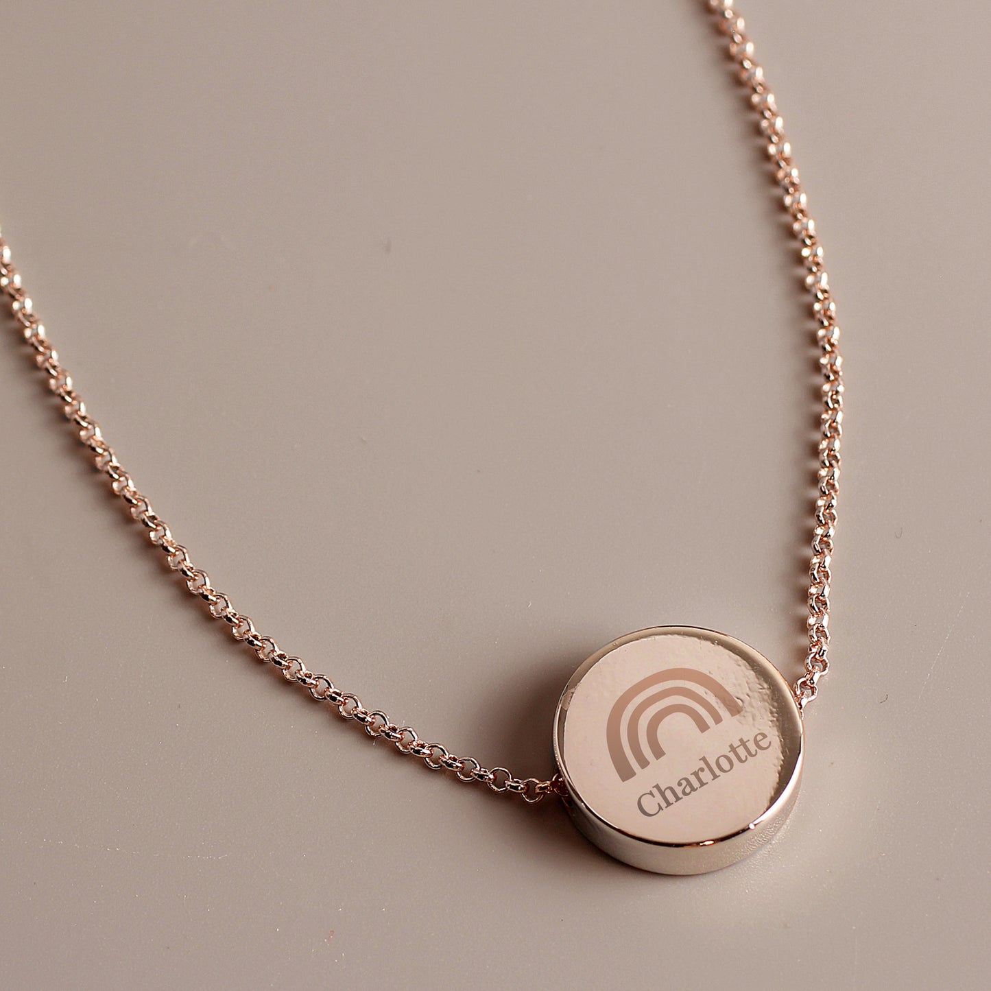 Personalised Rainbow Disc Necklace 21"