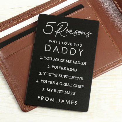 Personalised 5 Reasons Why I Love You Black Wallet Card