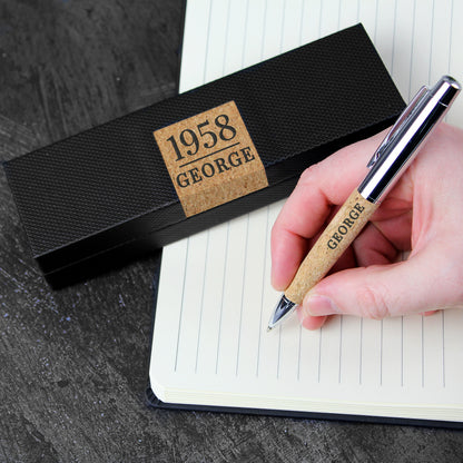 Personalised Pen Set With Large Date & Name