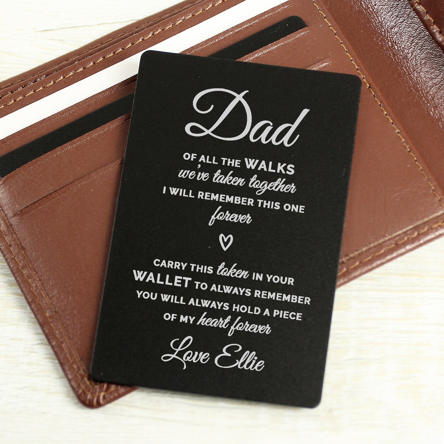 Personalised Of All The Walks Black Wallet Card