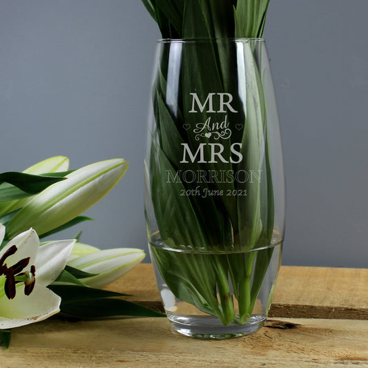 Personalised Mr & Mrs Bullet Vase 22cm