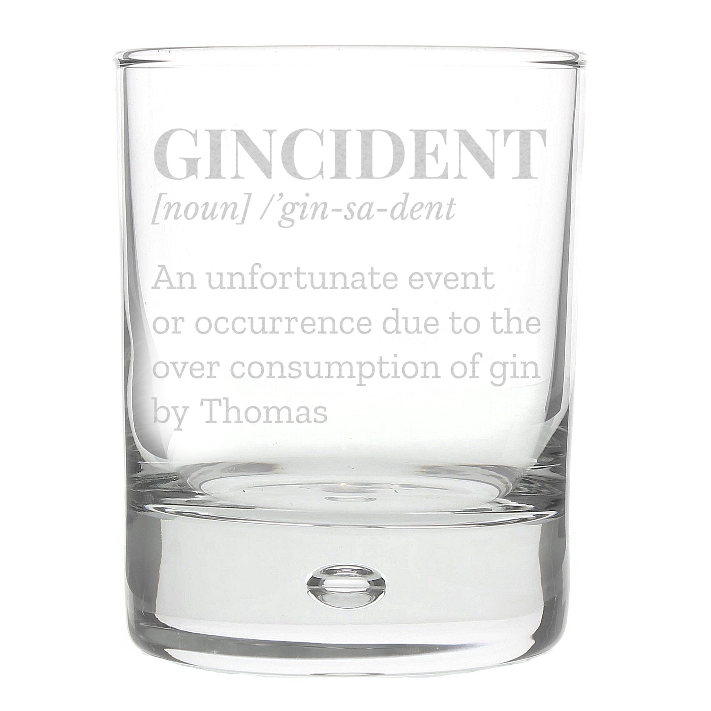 Personalised Gincident Tumbler Bubble Glass