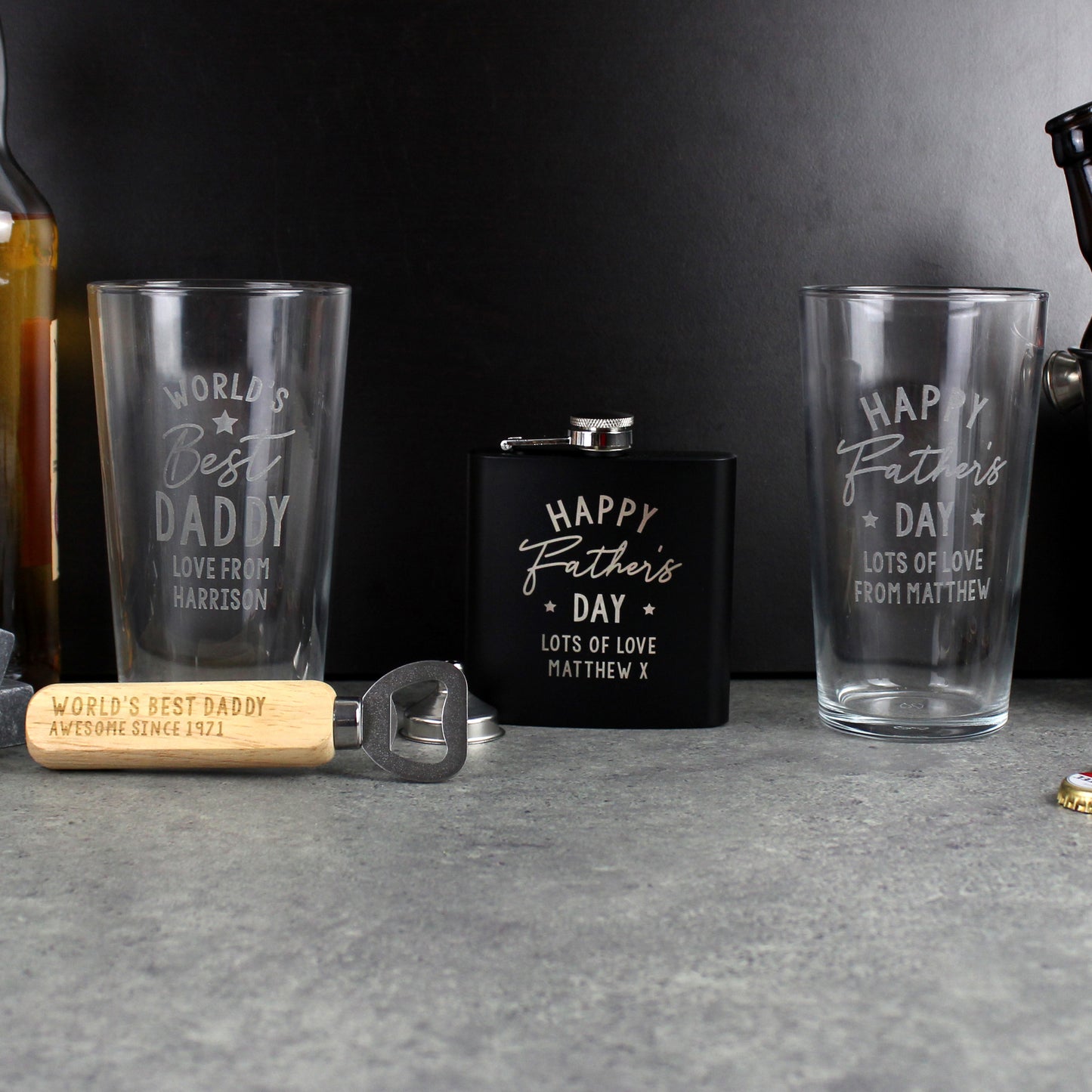 Personalised 'World's Best' Pint Glass & Bottle Opener
