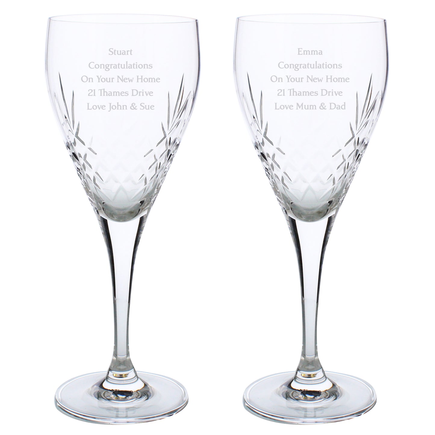 Personalised Pair of Crystal Wine Glasses