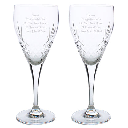 Personalised Pair of Crystal Wine Glasses