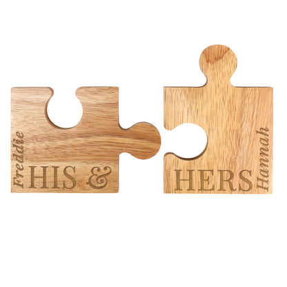 Personalised His & Hers Jigsaw Piece Set