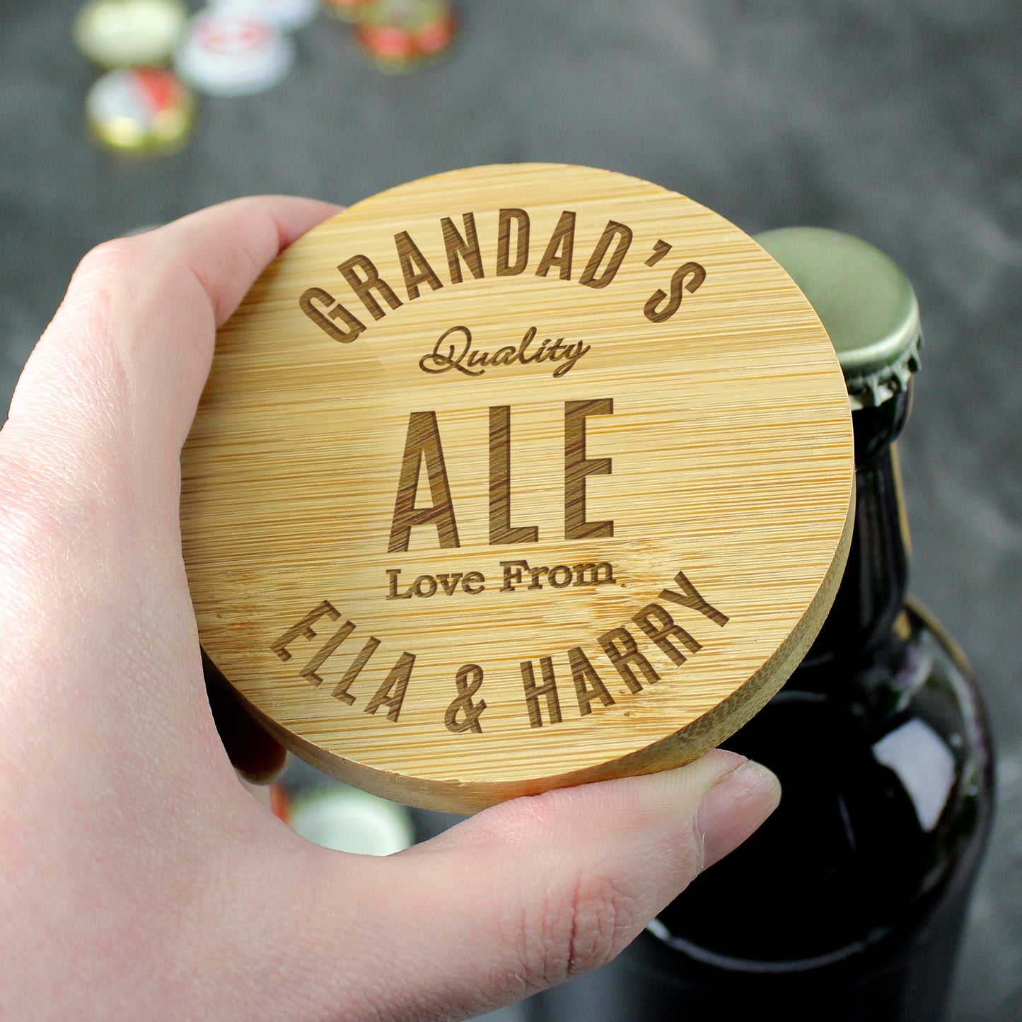 Personalised Bamboo Bottle Opener Coaster