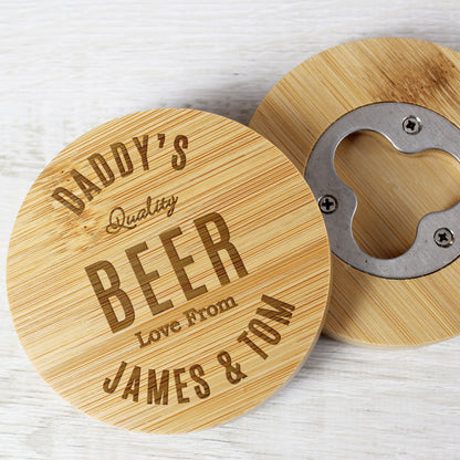 Personalised Bamboo Bottle Opener Coaster