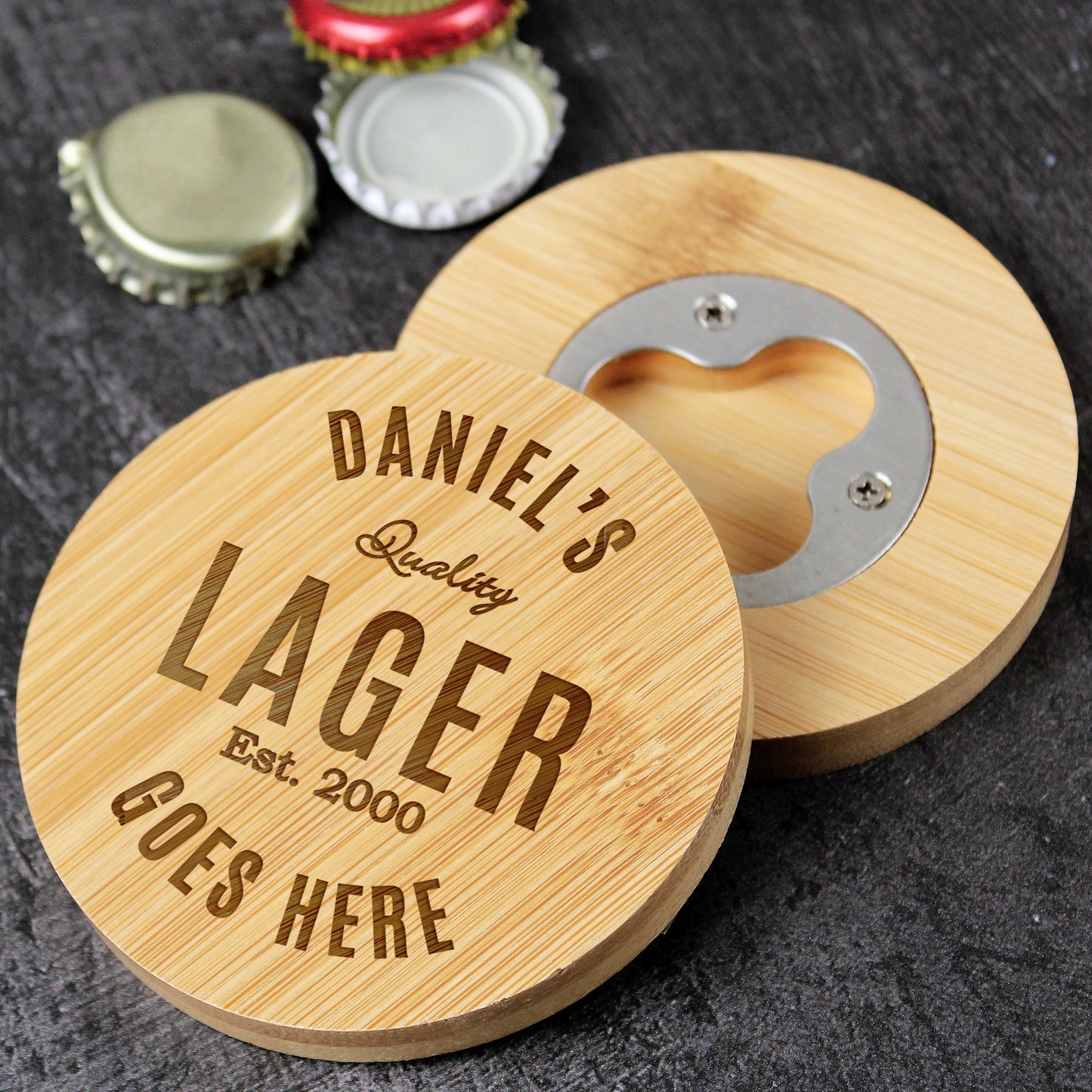 Personalised Bamboo Bottle Opener Coaster