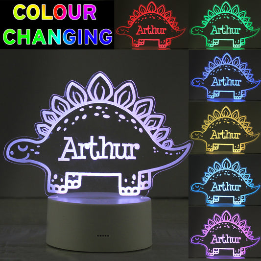 Personalised Dinosaur LED Colour Changing Night Light 14cm