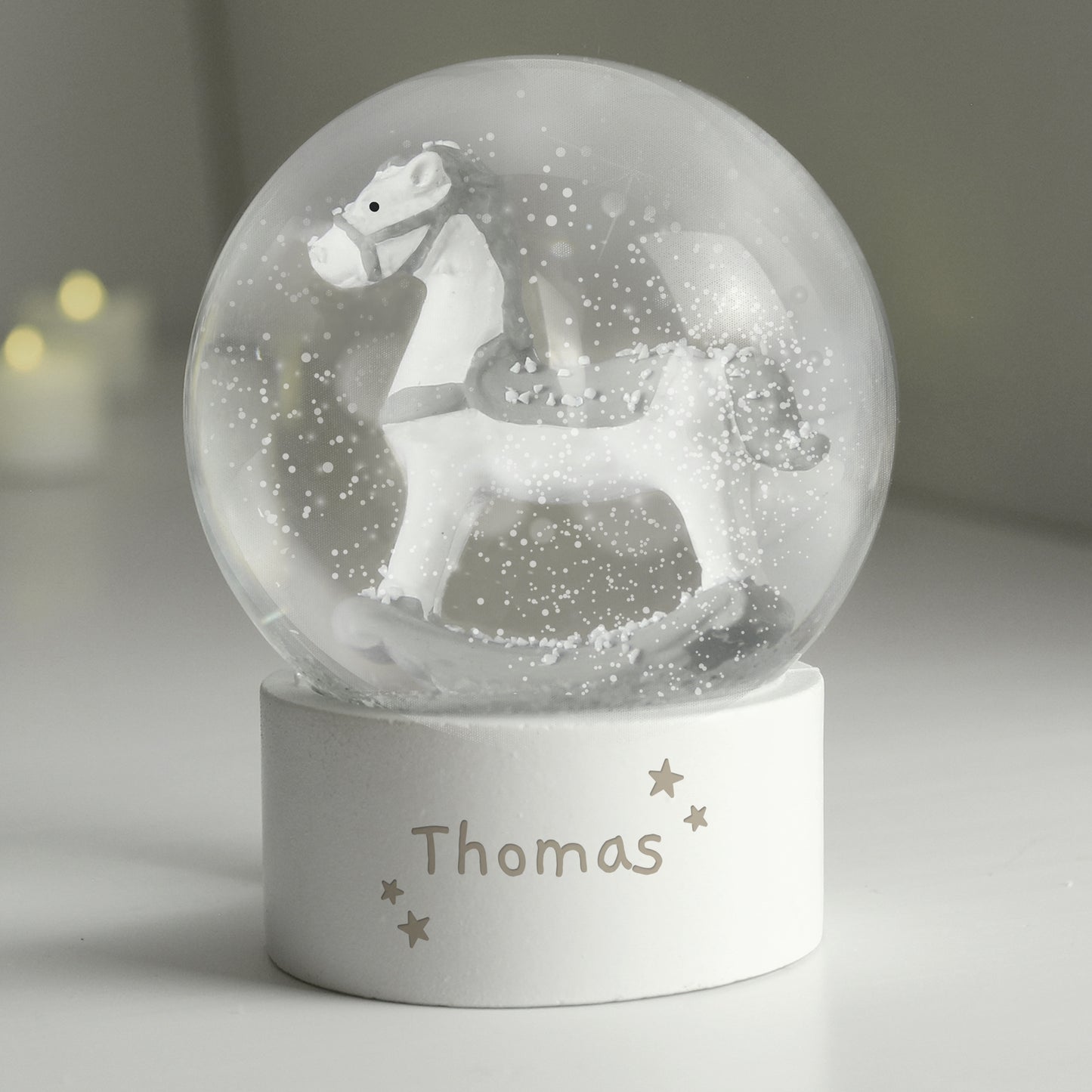 Personalised Rocking Horse Glitter Snow Globe 10cm