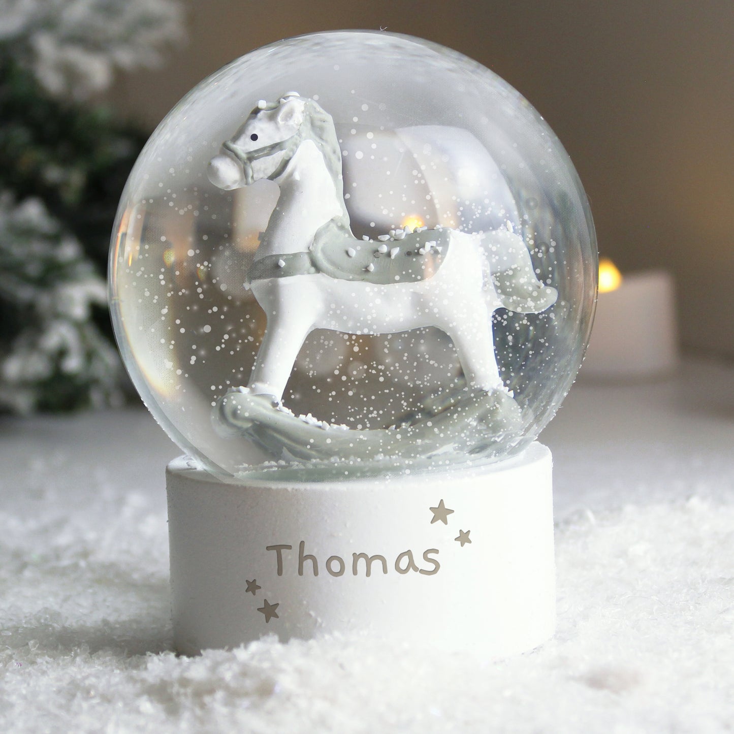 Personalised Rocking Horse Glitter Snow Globe 10cm