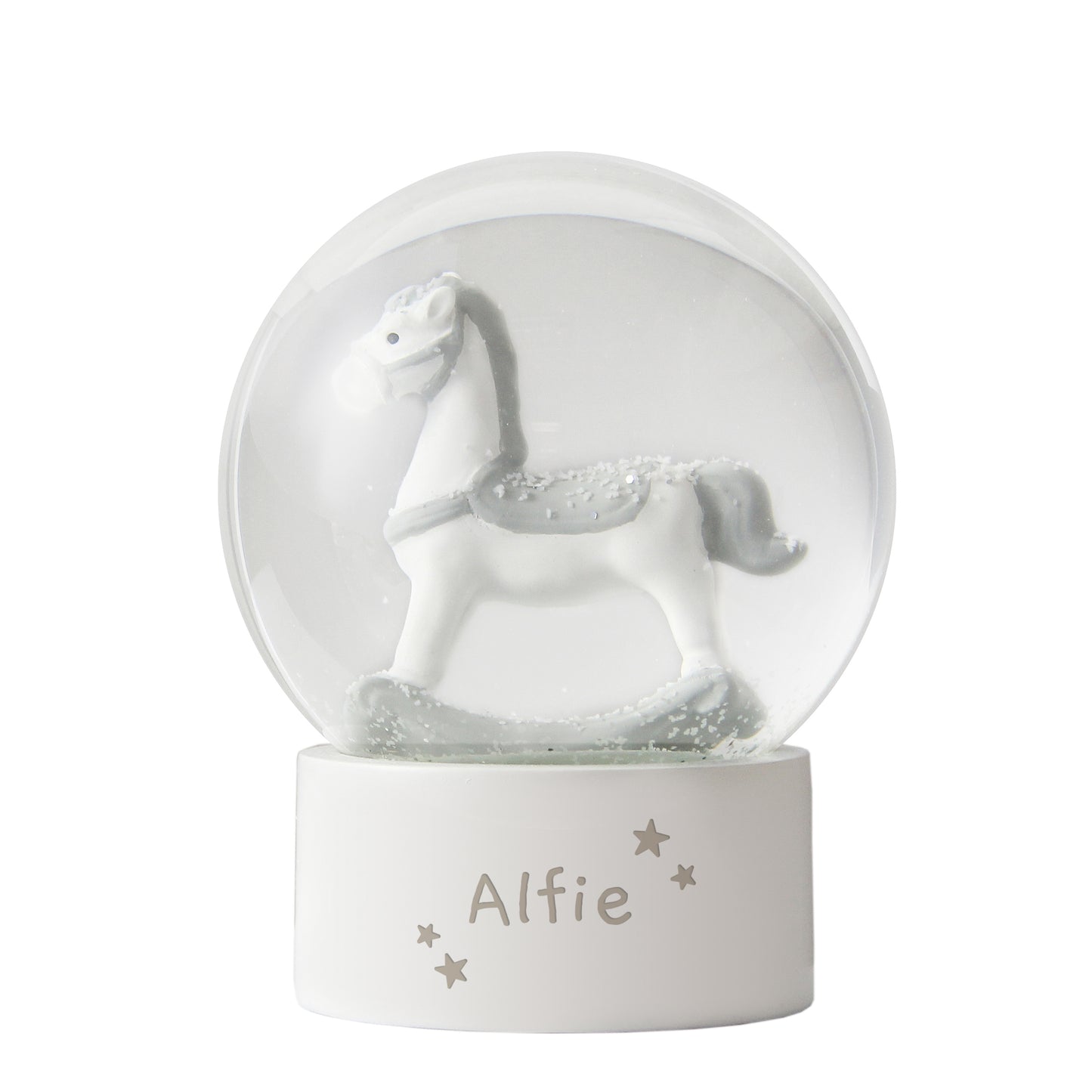 Personalised Rocking Horse Glitter Snow Globe 10cm