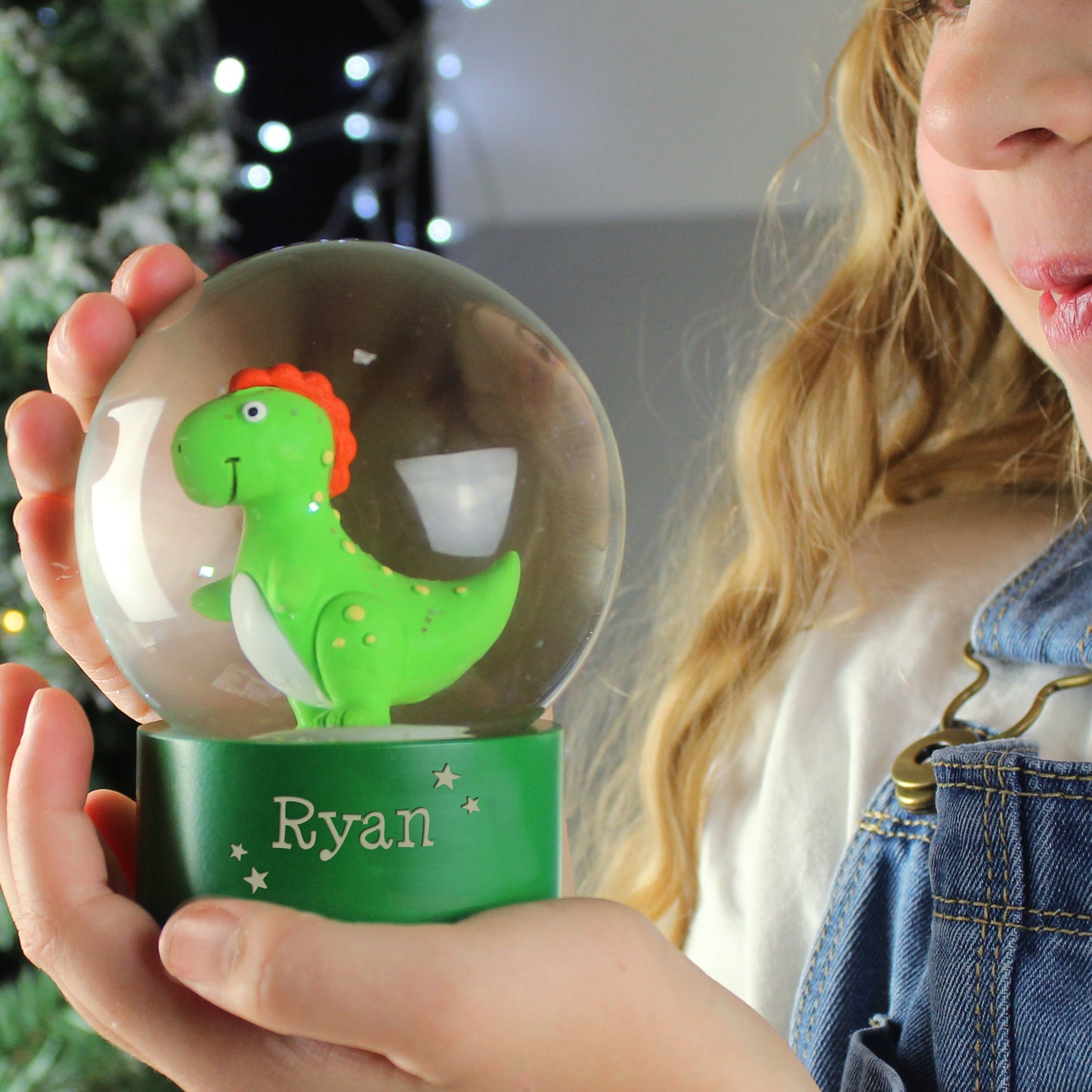 Personalised Dinosaur Glitter Snow Globe 10cm