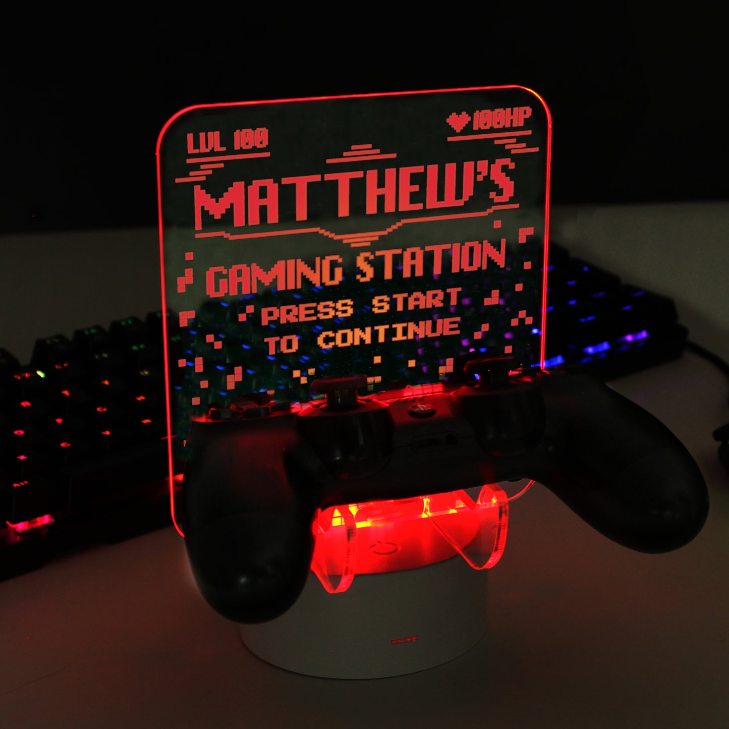 Personalised Gaming Controller Holder LED Colour Changing Light