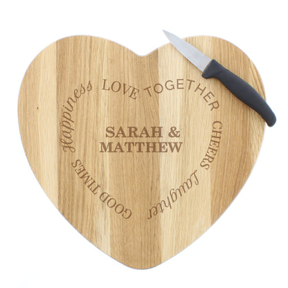 Personalised Good Times Heart Chopping Board