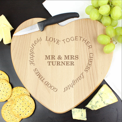 Personalised Good Times Heart Chopping Board