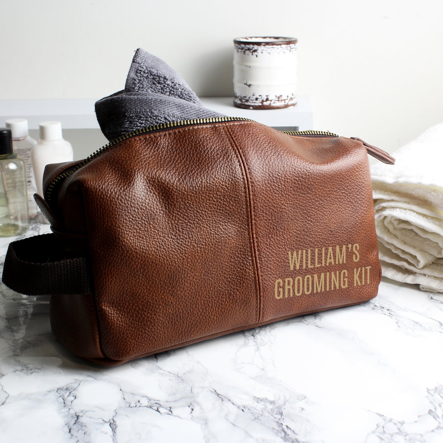 Personalised Luxury leatherette Wash Bag
