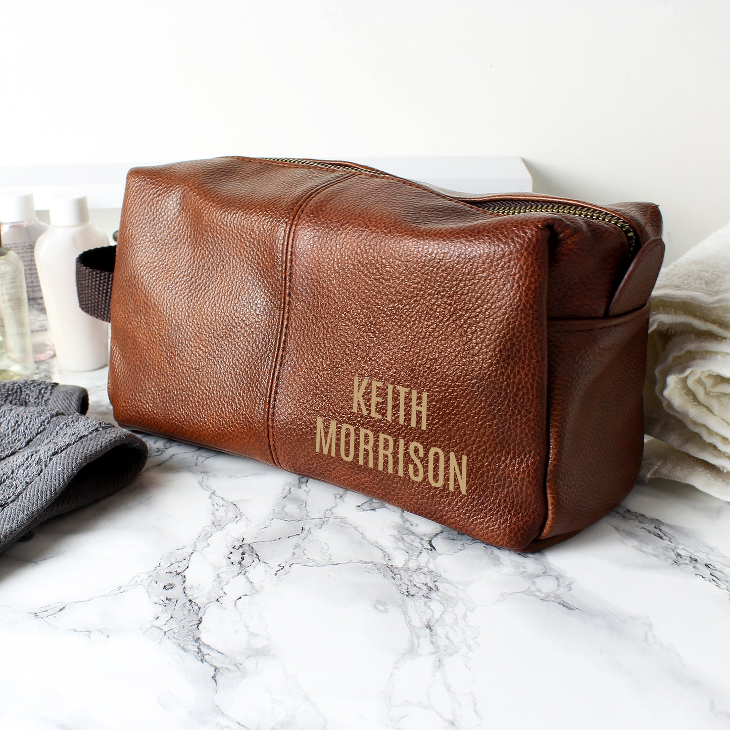 Personalised Luxury leatherette Wash Bag