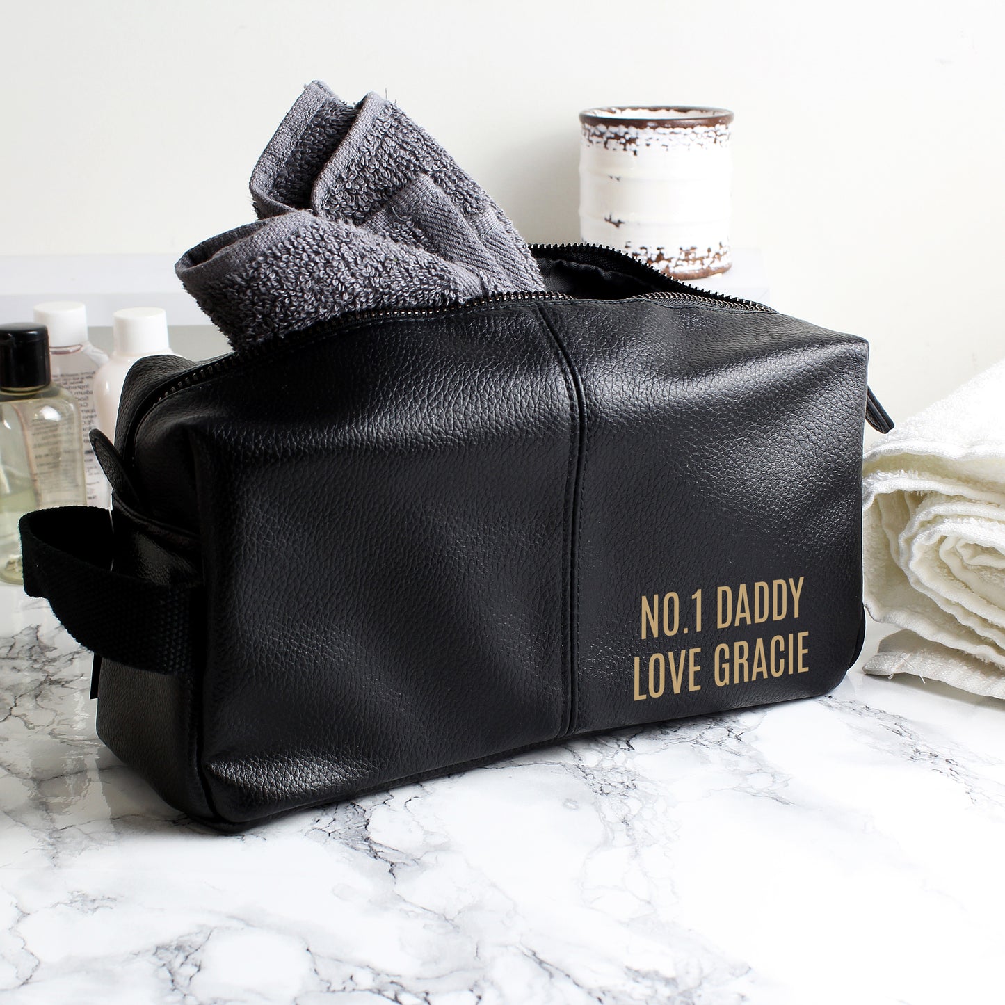 Personalised Luxury leatherette Wash Bag